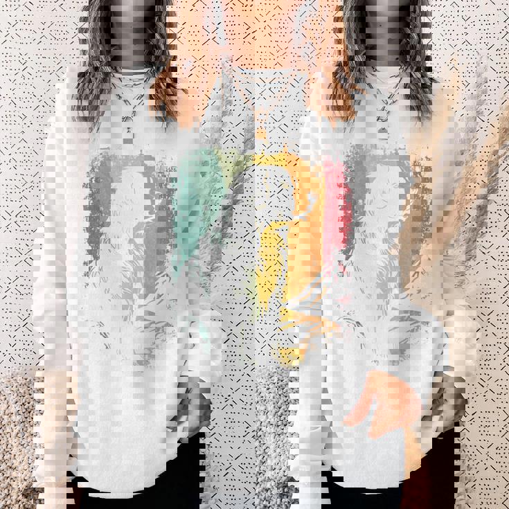 レトロなビンテージデザインのバーニーズマウンテンドッグ 長袖tシャツ スウェットシャツ 彼女への贈り物