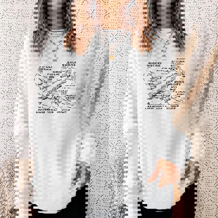 レトロな飛行機の図-ヴィンテージ旅客機の飛行履歴 スウェットシャツ 彼女への贈り物