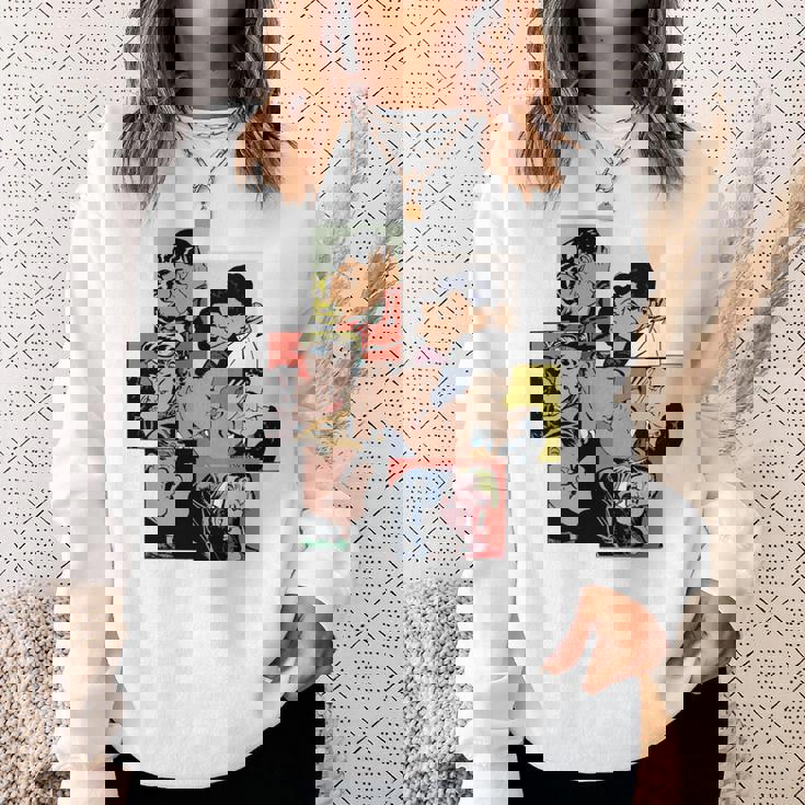 レトロコミックキス、コラージュ、ビンテージポップアートキスコミックスタイル 長袖tシャツ スウェットシャツ 彼女への贈り物