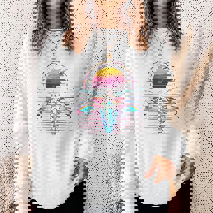 ローイング レトロウェーブ スカーリング 長袖tシャツ スウェットシャツ 彼女への贈り物