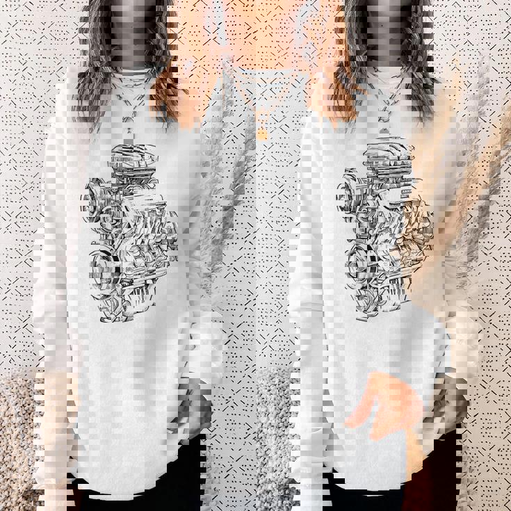 ヴィンテージエンジンブロック – メンズカー&メカニックガレージグラフィック スウェットシャツ 彼女への贈り物