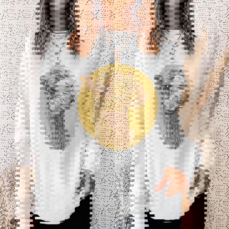 ヴィンテージラクダのイラスト 長袖tシャツ スウェットシャツ 彼女への贈り物