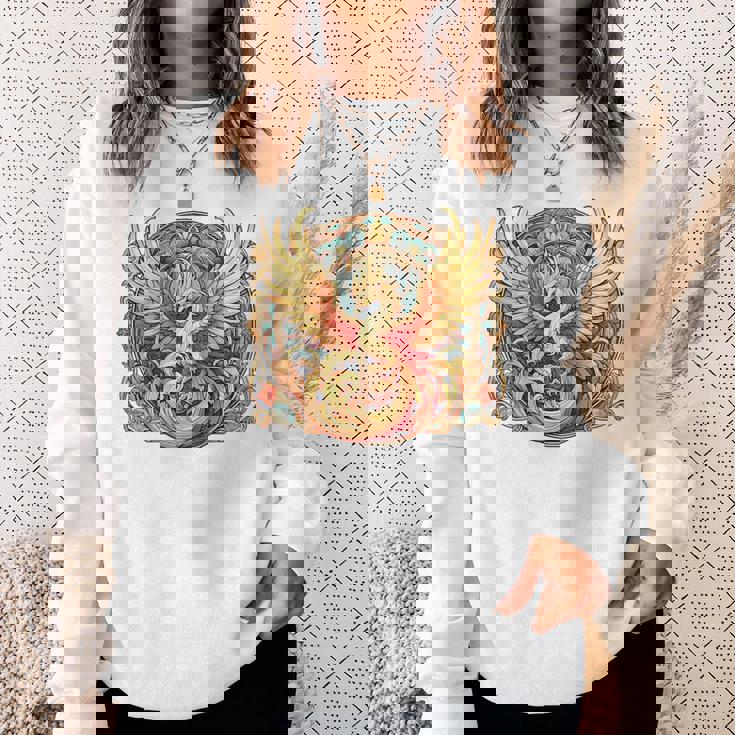 不死鳥 火の鳥 フェニックス イラスト バックプリント スウェットシャツ 彼女への贈り物