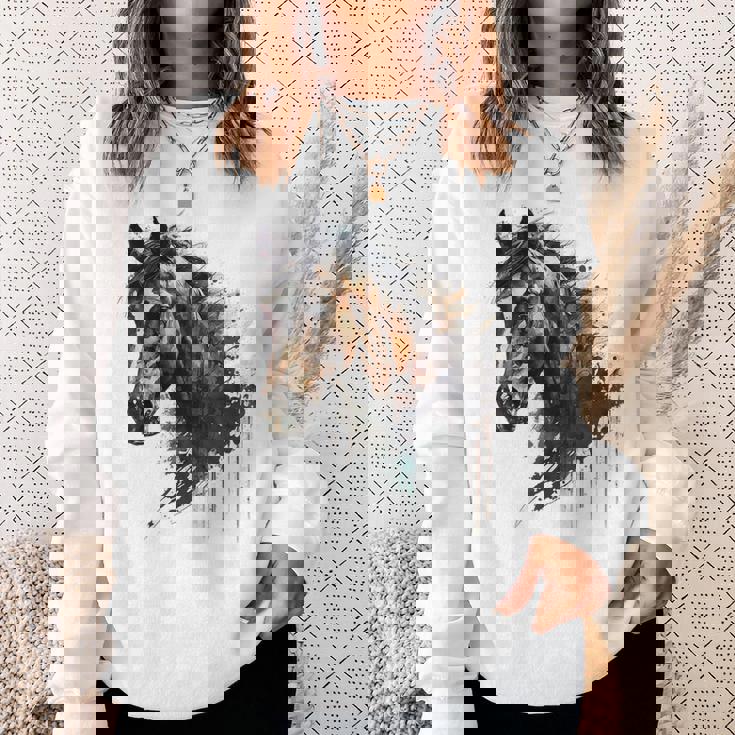 乗馬アート アニマルプリント 馬モチーフ 馬 スウェットシャツ 彼女への贈り物