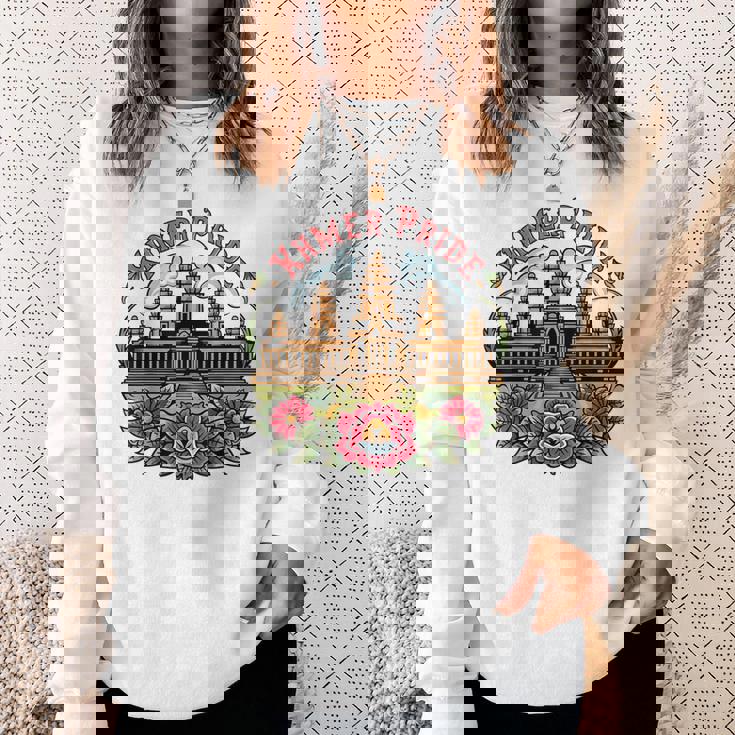 伝統的なカンボジアのクメールタトゥーデザインアンコールワット スウェットシャツ 彼女への贈り物