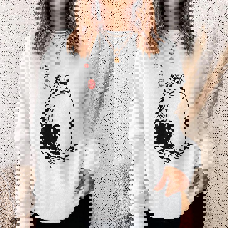 和風カエル漢字ミニマリストアート スウェットシャツ 彼女への贈り物