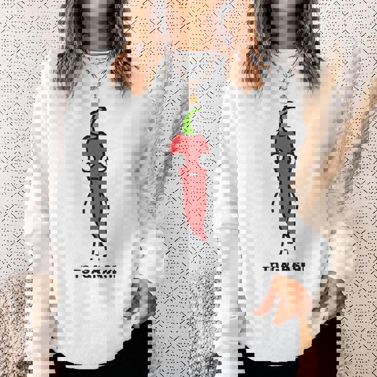 唐辛子 顔 イラスト かわいい おもしろ 面白い 簡単 シンプル ゆるい 野菜 スウェットシャツ 彼女への贈り物