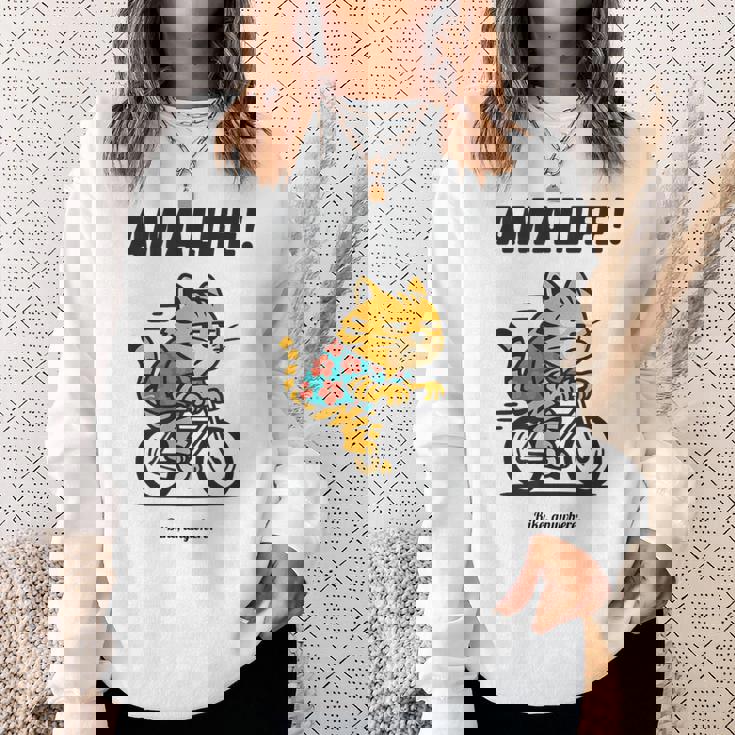 尼崎を走るチャリ猫 スウェットシャツ 彼女への贈り物