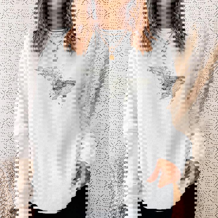 幾何学的クジラtシャツ メンズ シャツ レディース ブラック ホワイト スウェットシャツ 彼女への贈り物