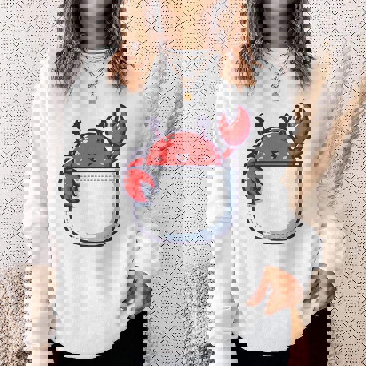 愛らしい かわいい ちび 和 ポケット カワイイ カニ スウェットシャツ 彼女への贈り物