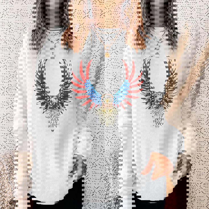 愛国的なアメリカ国旗イーグル 7月4日 バックプリント アメリカン スウェットシャツ 彼女への贈り物