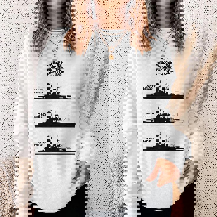 戦艦【長門 金剛 陸奥】軍艦 シルエット 日本 大日本帝国 海軍 帝国海軍 船 面白い ネタ 文字入り ウケ狙い スウェットシャツ 彼女への贈り物