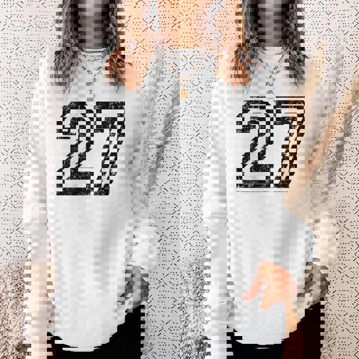 数字 27 ヴィンテージ ブラックホワイト スウェットシャツ 彼女への贈り物