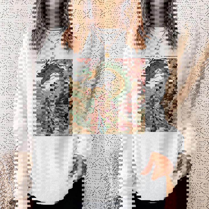 日本 浮世絵 桜 着物 竜 綺麗 日本髪 スウェットシャツ 彼女への贈り物