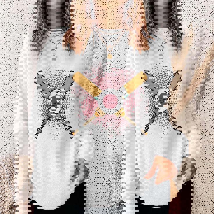 日本のクリケットラケットとボールの旗 長袖tシャツ スウェットシャツ 彼女への贈り物