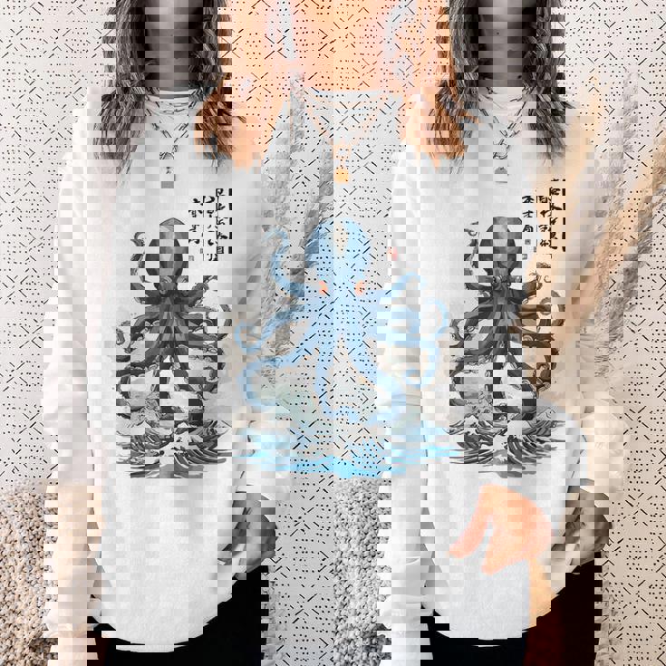 日本のタコ浮世絵 海の美 木版画 スウェットシャツ 彼女への贈り物