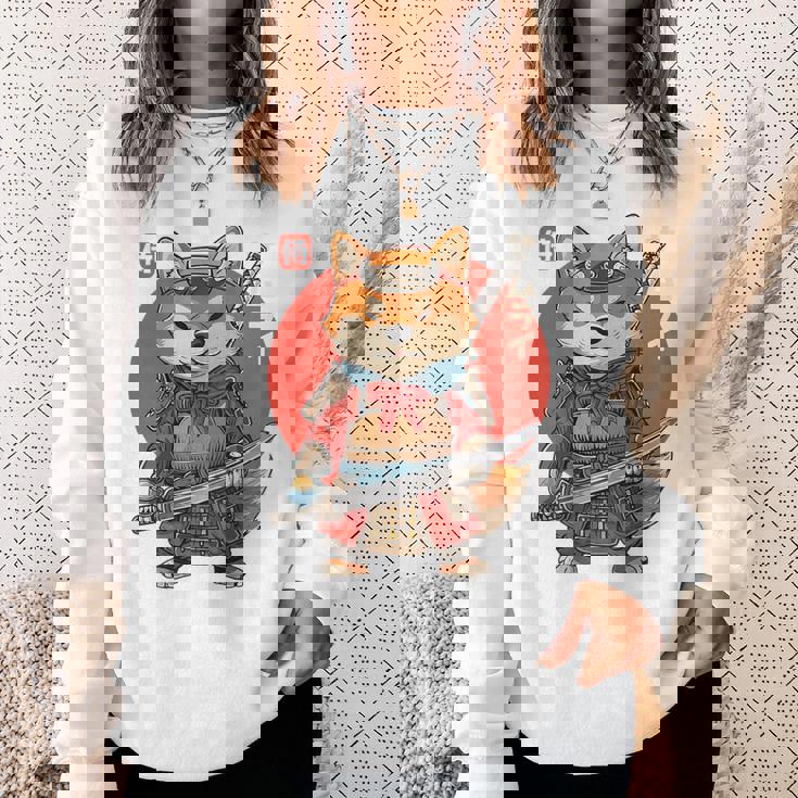 日本の侍犬 柴戦士 浮世サムライ バックプリント スウェットシャツ 彼女への贈り物