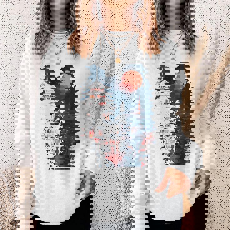 日本の忍者バックプリント。 スウェットシャツ 彼女への贈り物