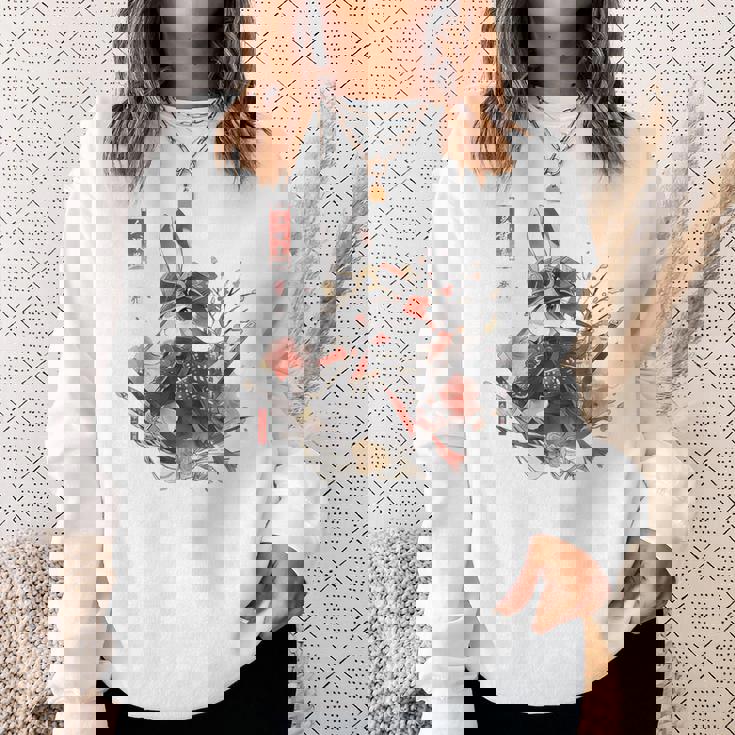 日本アート うさぎ 忍者 浮世絵 アニメスタイル サムライラビット スウェットシャツ 彼女への贈り物