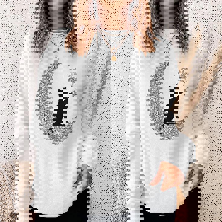 曼荼羅猫tシャツ レディース メンズ ユース 月と星 スウェットシャツ 彼女への贈り物