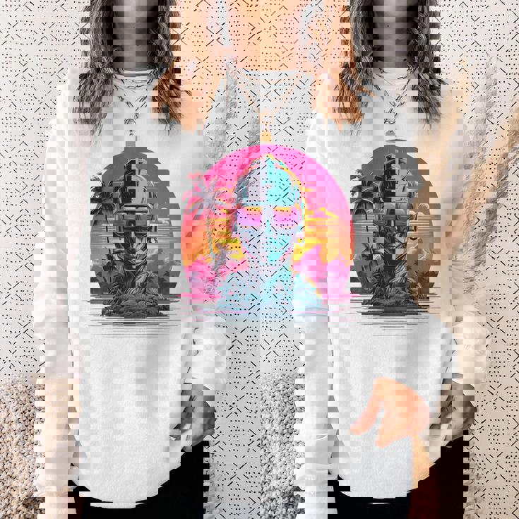 バックプリント 未来派 レトロ ヴェイパーウェーブ サイバーパンク 彫刻 スウェットシャツ 彼女への贈り物