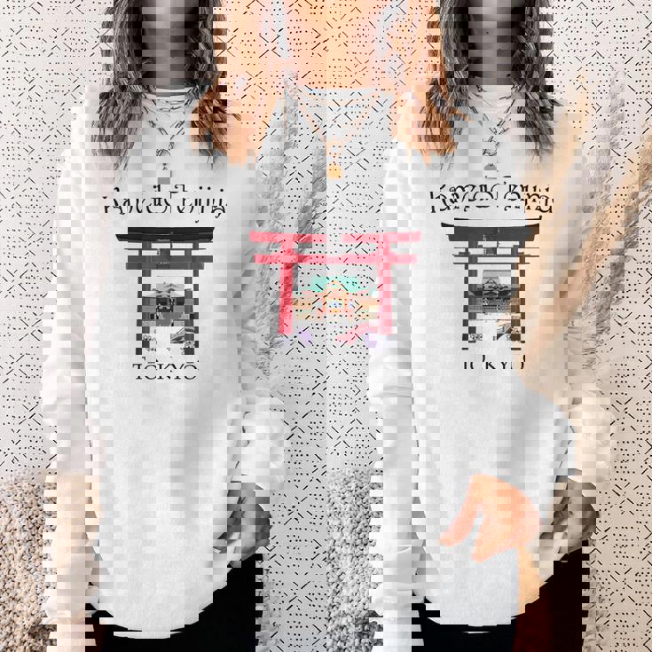 東京、手描き亀戸天神社、東京実業社、日本 スウェットシャツ 彼女への贈り物