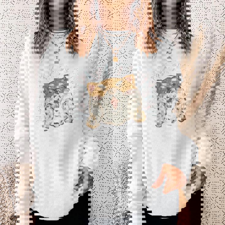 柴犬 かわいい いぬ 子犬 ペット おもしろ 動物 アート イラスト 長袖tシャツ スウェットシャツ 彼女への贈り物