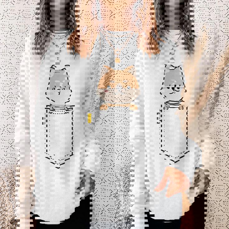 柴犬 しばいぬ 子柴 柴犬子犬 ワンポイント ポケット デザイン かわいい おもしろ 可愛い 犬飼い 犬好き スウェットシャツ 彼女への贈り物