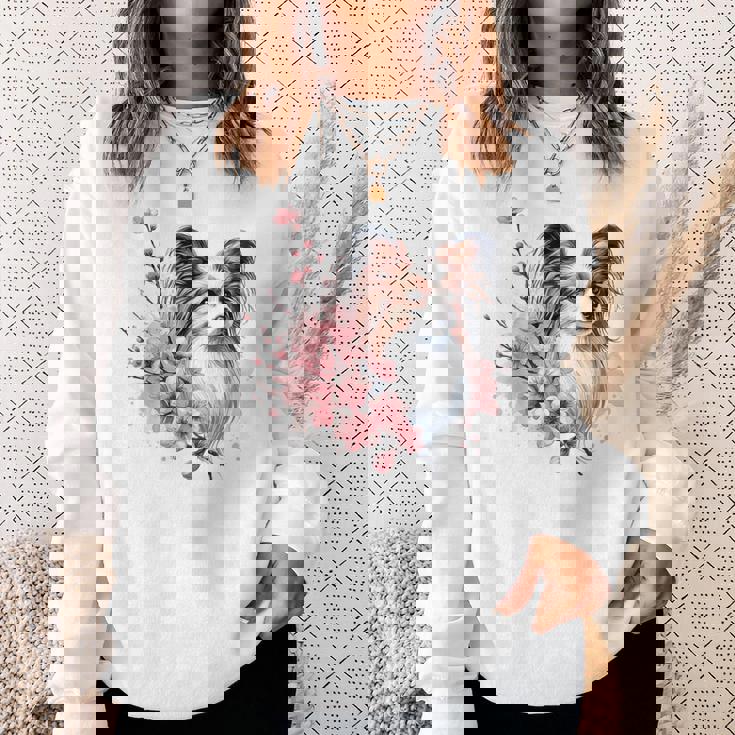 桜 水彩パピヨン スウェットシャツ 彼女への贈り物