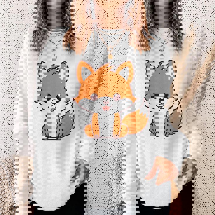 森のかわいい面白いキツネの子動物は小さなキツネが大好きです スウェットシャツ 彼女への贈り物