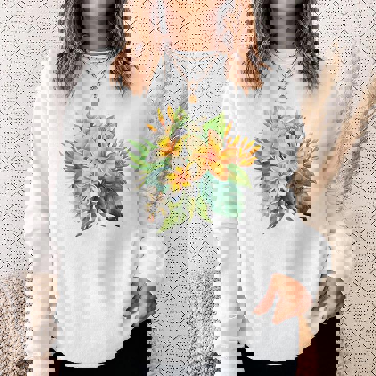 水彩 プルメリア ブーケ シャツ ハワイアン トロピカル フローラル スウェットシャツ 彼女への贈り物