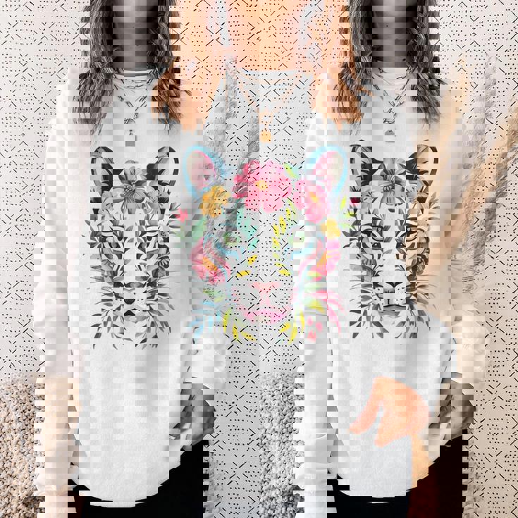 水彩ファンタジー風プーマの花 スウェットシャツ 彼女への贈り物