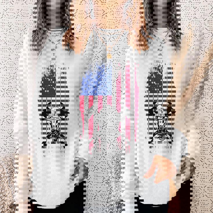 消防士 アメリカ国旗 7月4日 男性 お父さん 消防士 長袖tシャツ スウェットシャツ 彼女への贈り物