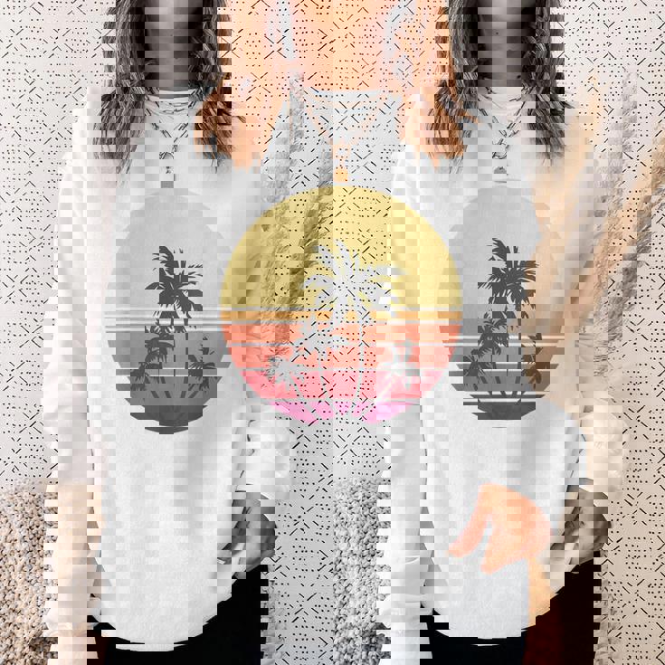 涼しい 夏休み メンズ レディース サンセット ビーチ ヤシの木 スウェットシャツ 彼女への贈り物