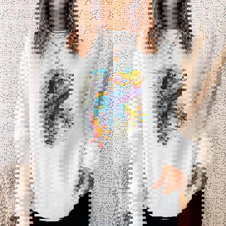 爬虫類とカラフルなヤモリ スウェットシャツ 彼女への贈り物