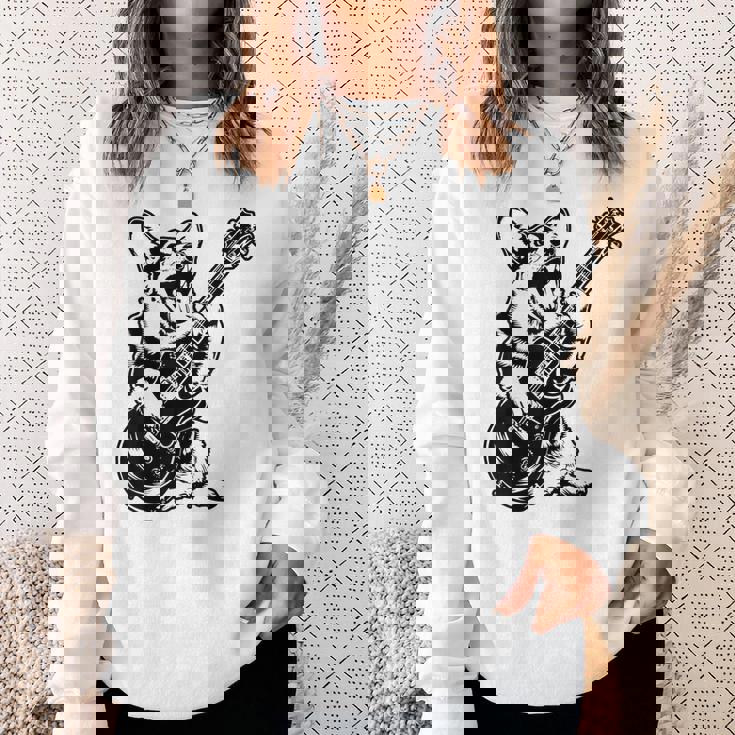 犬 ギタリスト ギター ペンブローク ウェールズ コーギー パパ ママ スウェットシャツ 彼女への贈り物