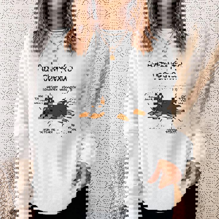 犬の解剖学ドーベルマン犬 長袖tシャツ スウェットシャツ 彼女への贈り物