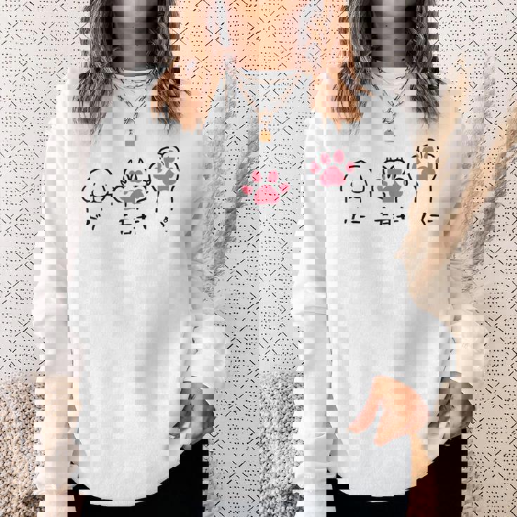 猫 ねこ 足 肉球 グー チョキ パー じゃんけんぽん おもしろ 面白い かわいい 猫飼い 猫好き スウェットシャツ 彼女への贈り物