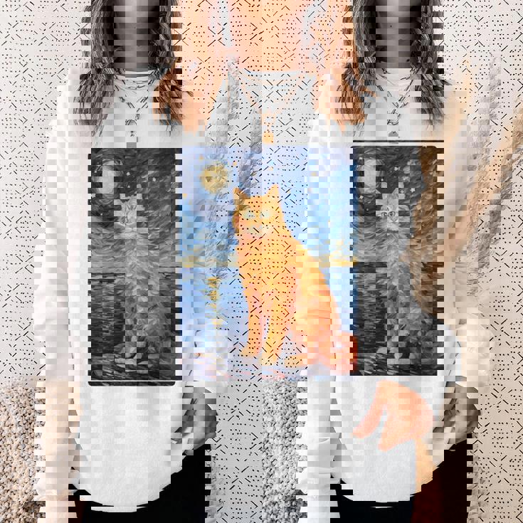 猫のポートレートオイル印刷甘い子猫 長袖tシャツ スウェットシャツ 彼女への贈り物