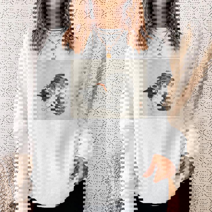 眠れる猫 子猫 このばいれい 日本 美術 絵画 かわいい 墨 スウェットシャツ 彼女への贈り物