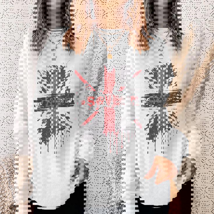 神は貧しい王のcor冠式パンクグラフィティユニオンジャックを救う スウェットシャツ 彼女への贈り物