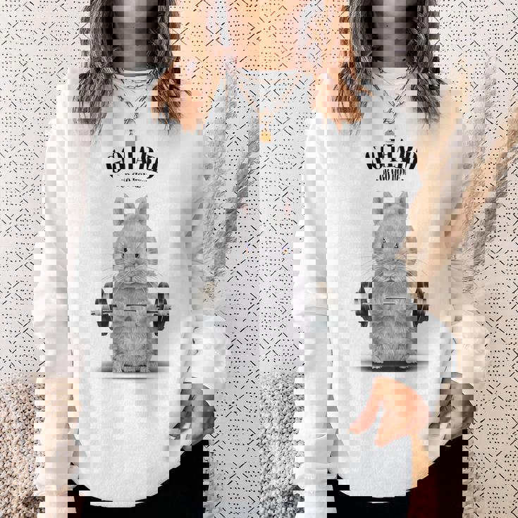 筋トレ ジム やる気がないなら家に帰れ ネザーランドドワーフ ウサギ ホワイト スウェットシャツ 彼女への贈り物