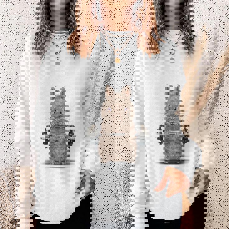 筋トレ ジム やる気がないなら家に帰れ ネザーランドドワーフ ウサギ ベージュ スウェットシャツ 彼女への贈り物