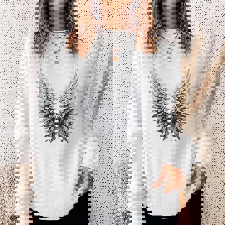 背中には白い天使の羽 スウェットシャツ 彼女への贈り物