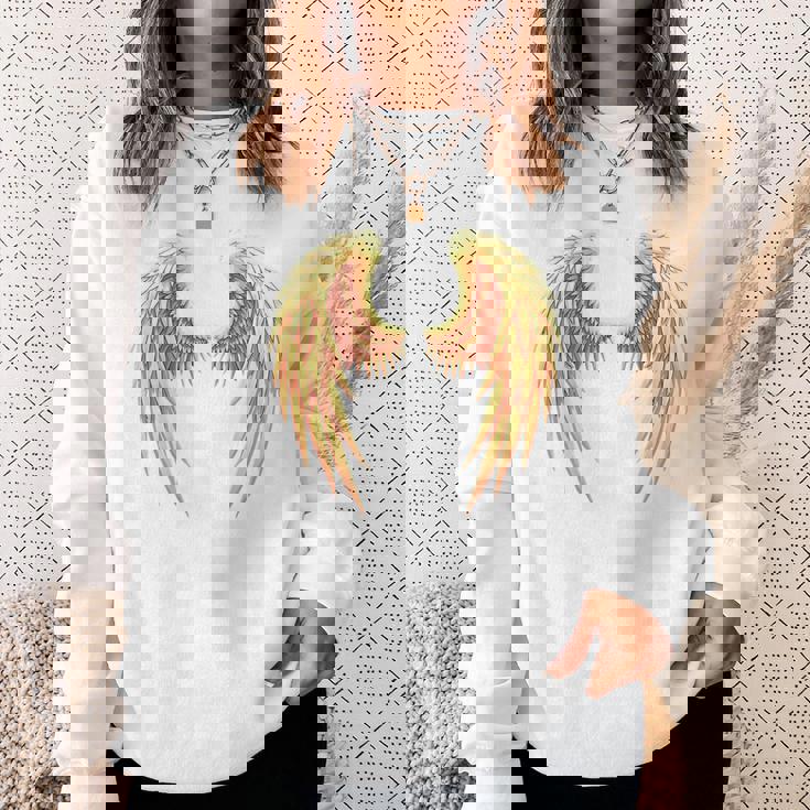 背中には金色の天使の羽 スウェットシャツ 彼女への贈り物