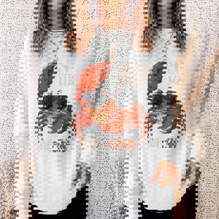 蟹 カニ 魚介類 涼しい かに 食べる 長袖tシャツ スウェットシャツ 彼女への贈り物