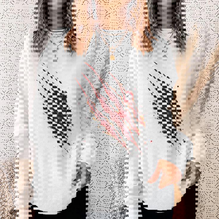 血まみれのシャツ ハロウィン ゾンビ 爪 マーク 血のはね スウェットシャツ 彼女への贈り物