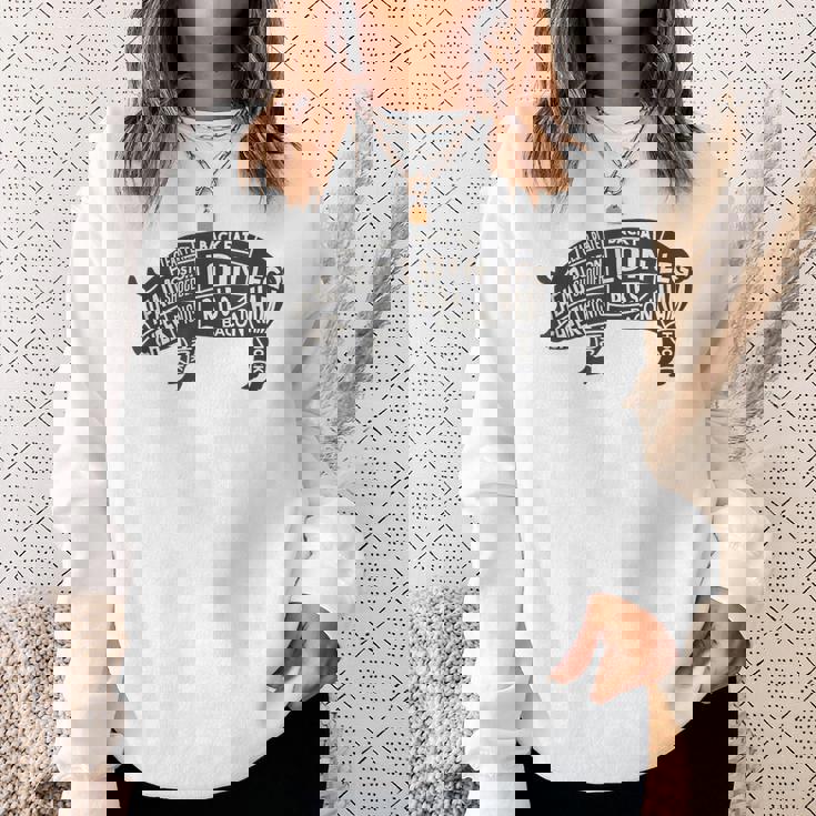 豚肉の部位 面白いtシャツ 豚 ブタ Bbq メンズ おもしろ 面白い 服 オリジナル グッズ ネタ バーベキュー ネタ スウェットシャツ 彼女への贈り物