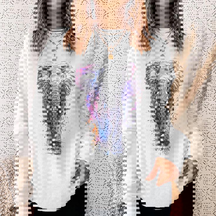 象 抽象画 モチーフ 動物 恋人 アート 象 スウェットシャツ 彼女への贈り物