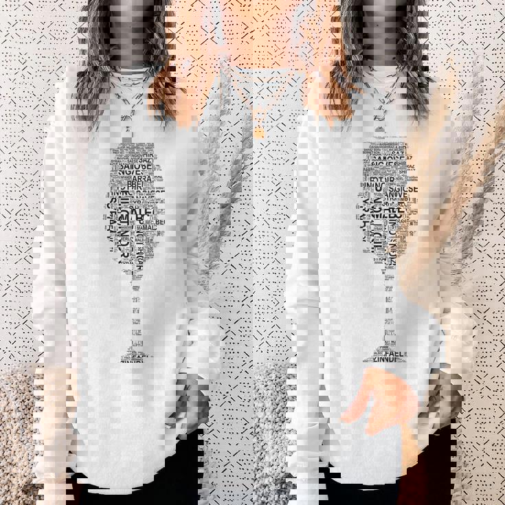 赤ワイングラス ワード アート オブ ワイン タイプ ブラック テキスト スウェットシャツ 彼女への贈り物